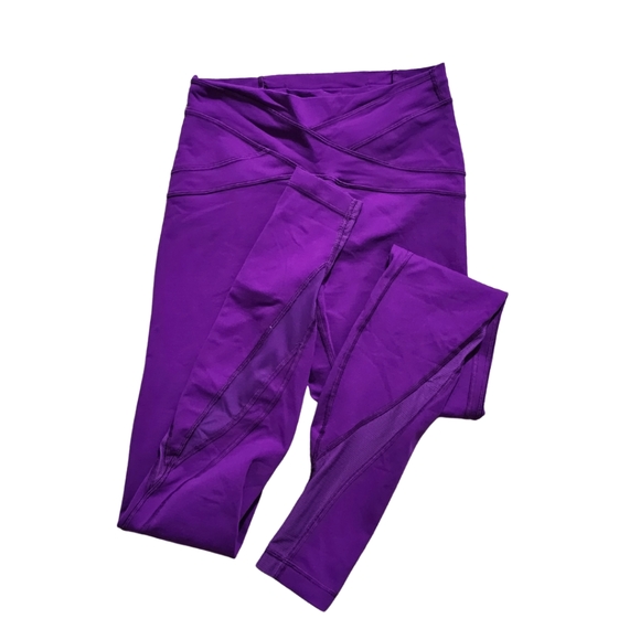 Lululemon Free Flow Full-On Luon Mesh Panel Leggings | Purple | Size 6 - Picture 2 of 7